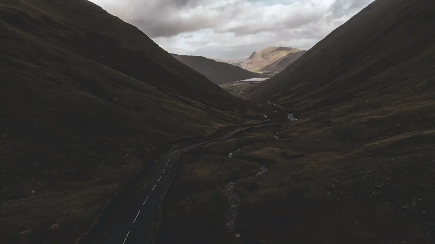 A road running the length of a Highland glen